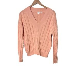 GAP Women's Cotton Cable Knit Sweater, in powder Peach size Medium